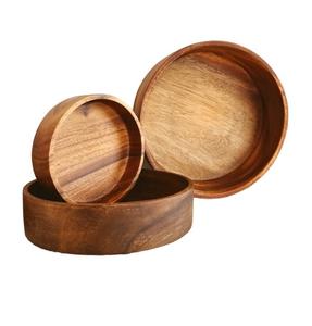 <b>Set</b> of 3 Wooden <b>Bowls</b> Acacia Candle Wooden Snack Carved Wooden <b>Bowl</b> Home Gift - Product Image 5