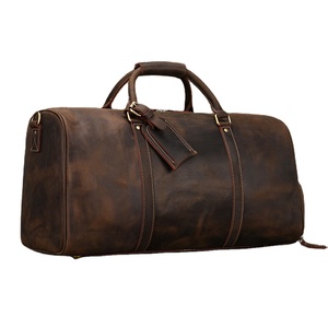 Fashion Vintage Genuine Leather Waterproof <b>Lightweight</b> Large Capacity Travel Hand <b>Luggage</b> Men's Duffle Tote Bag Brand Designer - Product Image 1