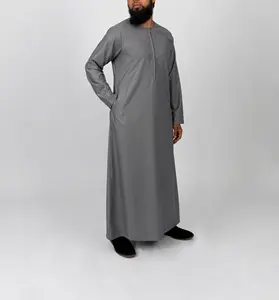 도매 2021 맞춤형 뜨거운 판매 좋은 품질 폴리 에스테르 남성 빈 일반 Thobes 단색 아랍어 이슬람 Thobes