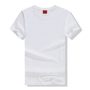 เสื้อยืดผ้าฝ้ายแขนสั้นสำหรับผู้ชายเสื้อยืดสีขาวล้วนโลโก้ OEM - Product Image 1