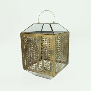 Lanternes de fête en métal et en verre, élégantes lanternes de table, porte-bougie chauffe-plat, lanterne en métal plaqué or, décoration de Noël - Product Image 4