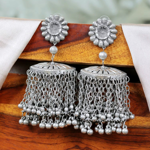 Best Selling <b>Long</b> & Big Oxidised Silver Pakistani Banjara Jhumka <b>Earrings</b> High Grade Ethnic Jewelry Direct Indian Supplier - Product Image 1