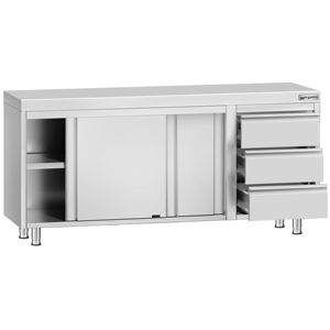 Armario de suelo de acero inoxidable ECO - 1800x600mm - con puertas correderas y 3 cajones a la derecha - Product Image 3