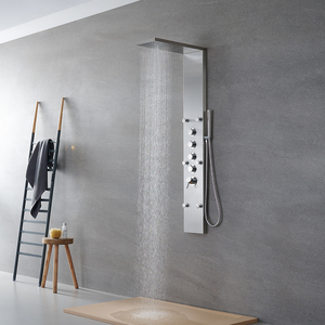 Hotel moderno massaggio spa doccia a pioggia montaggio a parete colonna doccia schermo miscelatore rubinetto set - Product Image 1