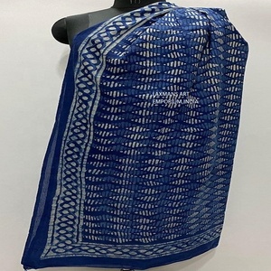 New Season Summer Hand Block Printed Cotton Pareo <b>Sarongs</b> Indigo Prints Beach Scarves - Product Image 2