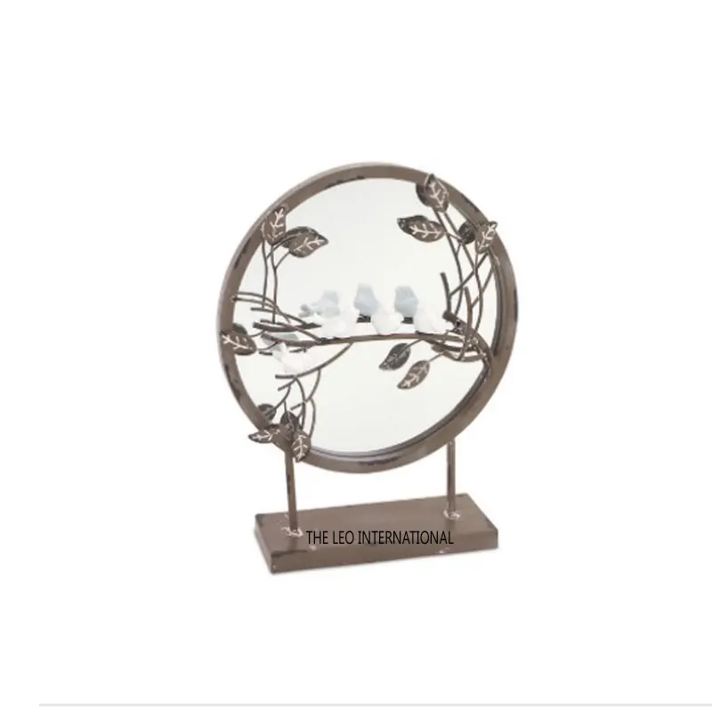 Espejo de metal con diseño de flores personalizable, mesa de maquillaje de estilo Retro antiguo de lujo