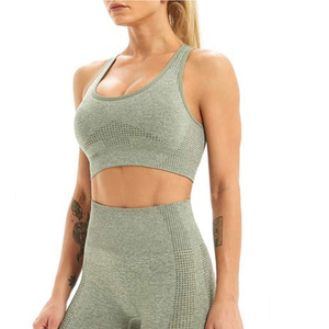 Conjunto de gimnasio verde oliva de punto sin costuras, ropa deportiva para mujer, mallas de entrenamiento de contorno de cintura alta y sujetador acolchado, conjunto de Yoga de tela transpirable - Product Image 6