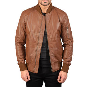 Veste en cuir à col montant personnalisable pour homme, confortable, légère, en tissu canvas pour l'hiver, service OEM disponible, imperméable - Product Image 1