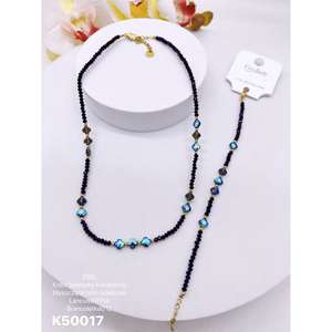 ชุดสร้อยคอและกำไลข้อมือ VIKILADY ทำจากสแตนเลสสตีล 316L ชุบทอง 585 ประดับคริสตัล ชุบทอง 24K ขัดเงา เครื่องประดับแฟชั่น ของขวัญ ขายส่ง - Product Image 1