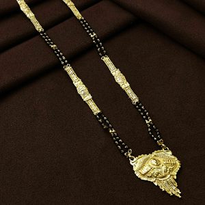 Mangalsutra LARGO DE BODA indio de oro de 24 quilates al por mayor, Mangalsutra largo de uso diario con acabado dorado, Mangalsutra largo para mujeres casadas - Product Image 4