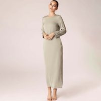 Derniers modèles d'abaya robe abaya pour femme arabe Abaya pour femme musulmane burqa couleur unie double robe col rond Ensemble 2 pièces