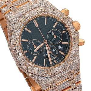 Reloj de Lujo con Diamantes, Esfera de Cristal, Movimiento de Cuarzo de Alta Calidad, Adornos de Moissanita Negra, Estilo Clásico y Moderno - Product Image 5