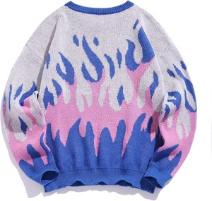 Colorful Patchwork Cardigan Unisex Cozy Pullover Streetwear <b>Aesthetic</b> Jumper Soft Warm Winter Sweater Polyester/Cotton - Product Image 2