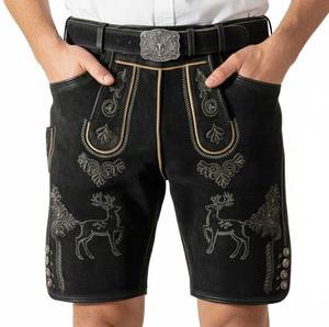 New Bavarian Plaid Mid Waist Goat <b>Leather</b> <b>Men's</b> <b>Shorts</b> Breathable All Sizes Oktoberfest - Product Image 4