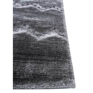 Tapis en soie de bambou tissés à la main en gris basique et noir, textile de maison HBS-02 - Product Image 4