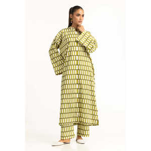 ชุดเซ็ตพิมพ์ลายริ้วสีเขียวสำหรับผู้หญิง ชุดลำลอง 2 ชิ้น กางเกงขาสั้น ไซส์ XS และ XXS สำหรับฤดูใบไม้ผลิ/ฤดูร้อน - Product Image 1