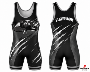 SINGLET DE LUCHA SINEWY SPORTS para Hombre, Diseño Pantera Negra, Sublimado, Ajustado, Elástico, Absorbe la Humedad - Product Image 3