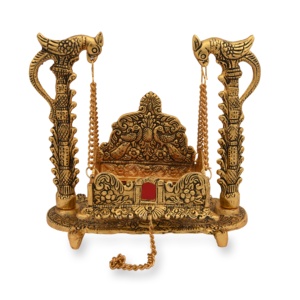 Jhoola de 7 pulgadas para decoración del hogar, loro chapado en oro, hecho a mano, indio, para oficina, novedad - Product Image 1