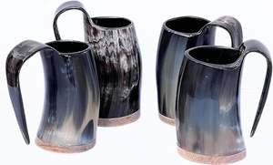 Authentique tasse à corne à boire polie d'inspiration viking cadeau de chope médiévale pour Noël anniversaire garçons d'honneur artisanat naturel - Product Image 2