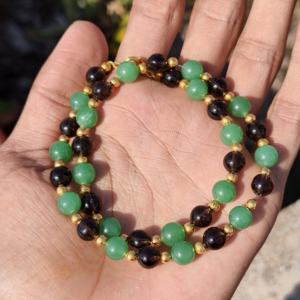 Collar llamativo de Plata de Ley con Cuentas de Piedra de 8mm de Aventurina Verde Natural y Cuarzo Ahumado, Joyería de Estilo Bosque Natural, para Conexión con la Tierra y Bodas - Product Image 1