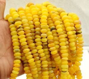 Perles de pierres précieuses en vrac en rondelle lisse d'opale jaune naturelle 7-8mm perles polies en pierre d'opale pour la fabrication de bijoux au prix de gros - Product Image 5