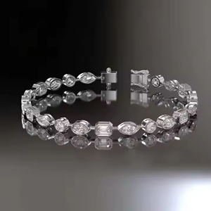 สร้อยข้อมือเพชรโมอิสสีเงินแท้หลายรูปทรง925ตัดเป็นรูปเพชรแบบหลายรูปทรงพร้อมเครื่องประดับระยิบระยับชุบทองสำหรับเป็นของขวัญแต่งงาน - Product Image 4