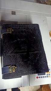 1000 Pages Large Black Pentagram Embossed Leather Journal - Product Image 3
