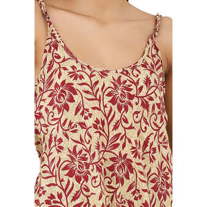 Conjunto de Kimono y Camisola de Seda para Mujer, Color Beige Rojo con Estampado Floral, Talla Única, Traje de Baño - Product Image 1