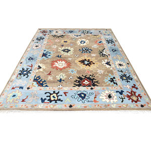 Ensemble de tapis Oushak en laine de coton à fleurs modernes faits à la main, tapis indiens tissés de chameau mur à mur pour la maison hôtels rembourrés lavables - Product Image 6
