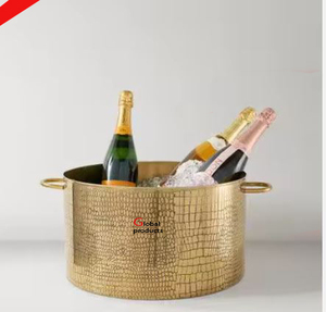 Enfriador de vino de acero inoxidable de metal con acabado dorado hecho a mano nuevo cubo de hielo para hotel restaurante y bar - Product Image 4
