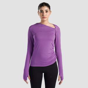Sleek Purple Ruche <b>Top</b> Breathable Feature - Product Image 1