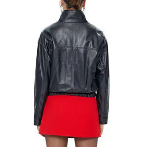 Veste en cuir pour femme de haute qualité, vente chaude, OEM, vêtements d'extérieur, imprimé, écologique, respirant, décontracté, fermeture éclair, style tendance, nouveau - Product Image 2