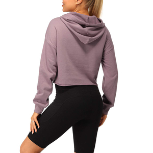 Top court imprimé de meilleure qualité avec logo personnalisé Pull à capuche Sweat-shirt best-seller Top court à capuche pour femmes - Product Image 3