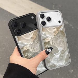 Coque de téléphone magnétique à sublimation Shanshui pour 17 Pro Max, en TPU souple, motif floral blanc, unisexe - Product Image 3