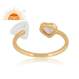 Último diseño hecho a mano 18K chapado en oro Natural Arco Iris Luna piedra anillo ajustable Demi joyería fina para mujer regalo para ella - Product Image 1
