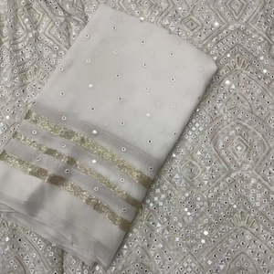 Telas DE TRABAJO DE ESPEJO bordado de Georgette de viscosa pura para Lehenga Choli Material de Lehenga bordado elegante - Product Image 1