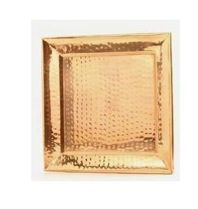 Mesa de restaurante Bandeja de servicio de metal de cobre Decoración Bandeja de servicio de metal de cobre Brillante Martillado Rectangular - Product Image 1