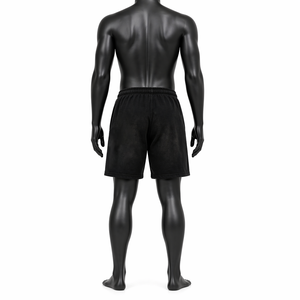 Top Selling Custom Men’s Black Streetwear Shorts OEM ODM Cotton Fleece Flame Graphic Print <b>Elastic</b> Waist Casual Shorts - Product Image 2