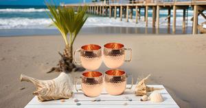 <b>Set</b> of 4 Pure Copper Hammered Moscow Mule <b>Mug</b> with Brass Handle <b>Mugs</b> for Water, 16 Ounce. - Product Image 3