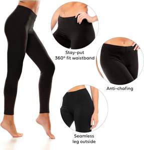 Womens Leggings High Waist Yoga Workout Pants Athletic Fitness Gym Stretch Slim Fit Breathable Soft Spandex Cotton Activewear - Product Image 4