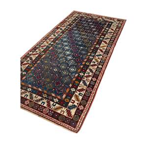 Alfombras de Lana Anudadas a Mano Nuray Blue, Diseño Geométrico de Diamantes para el Hogar, para Sala de Estar y Dormitorio-PAEM-1031 - Product Image 2