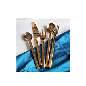 <b>Gold</b> <b>mirror</b> Polished Metal With <b>Rectangular</b> Handle Designer restaurant & Home cutlery set Stainless Steel Cutlery Set - Product Image 1