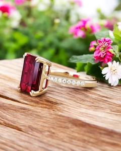 Bague en rubis de culture, argent sterling 925, pierre précieuse rouge pour femmes, accent blanc AD, vente en gros de bijoux, bague en rubis de culture - Product Image 3