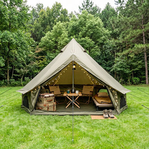 Carpa de campaña tipo yurta de 4 estaciones, 13.1 pies, verde, impermeable, con salida para estufa, para 8 personas, ideal para acampar en familia al aire libre. - Product Image 4