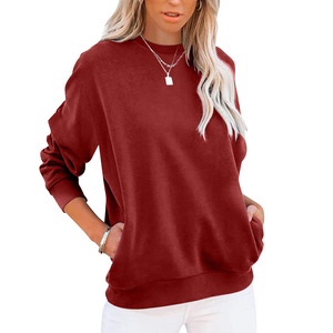 Vintage Style Loose Custom logo <b>Plain</b> <b>Sweatshirt</b> for Women Workout Fitness Winter Warm Women's <b>Sweatshirts</b> OEM Customized - Product Image 4