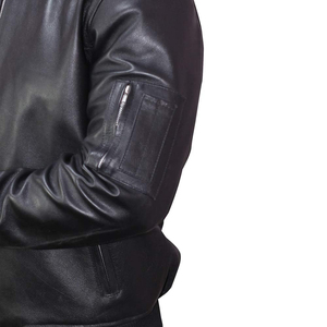 Chaqueta Bomber Mena con MOQ Bajo, Chaqueta Bomber de Cuero de Color Sólido de Buena Calidad para Hombre - Product Image 5