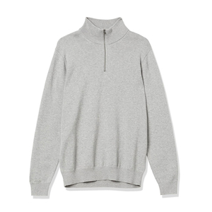 Sudadera informal de Otoño Invierno para hombre con cuello levantado de lana y cremallera de cuarto Color sólido 100% Jersey de algodón - Product Image 6