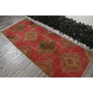 พรมขนาด 3.5x8.6 ฟุต, พรมตุรกีโบราณ, พรมลายดอกไม้สีแดงเขียว - Product Image 4