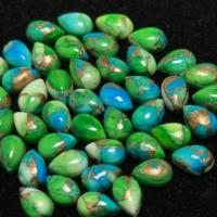 AAA + haute qualité taille personnalisée poire forme naturel paon cuivre Kingman Turquoise Cabochon vert bijoux pierres précieuses en vrac