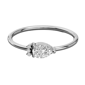 แหวนแต่งงานเพชรทรงกลมและทรงลูกแพร์น้ำหนักเบา - Product Image 2